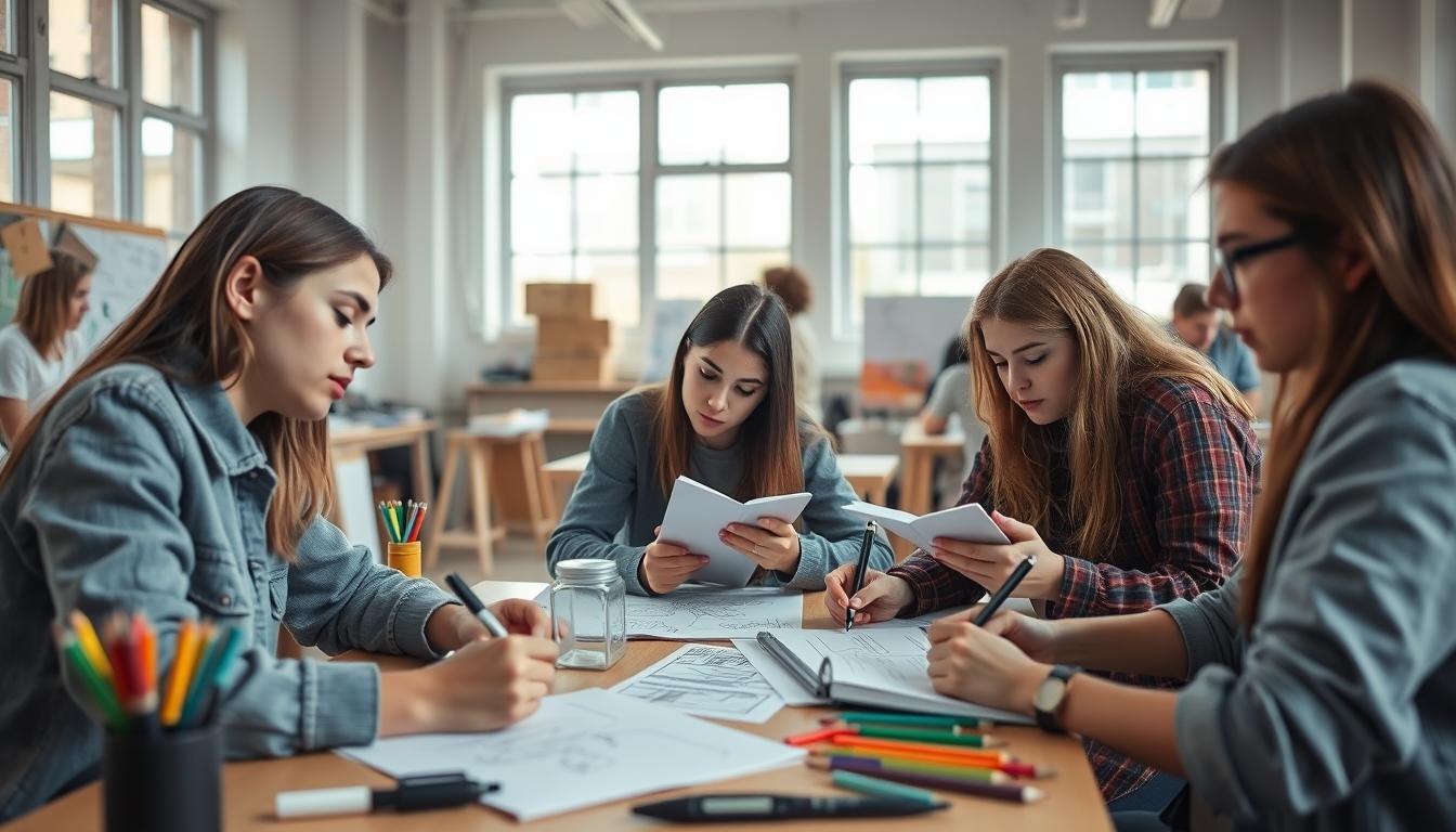 Students collaborating in study space